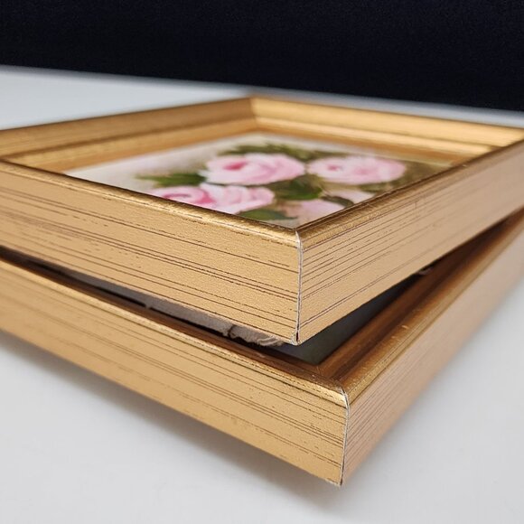 Vintage Framed Pink Rose Oil Paintings By B. Fox Set Of 2 - Picture 11 of 12